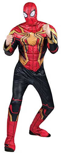Jazwares MARVEL Deluxe Adult Iron Spider-Man Costume, Spiderman Integrated Suit for Men, Halloween Costume - Officially Licensed Large
