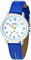 KDM Kinderuhr Mädchen Jungen Lernuhr Kinder Armbanduhr Analog Quarz Leder Leuchtend Wasserdicht Uhr Zeit Lehrer, Geschenke für Kinder 3-12 Jahre, Blau Weiß