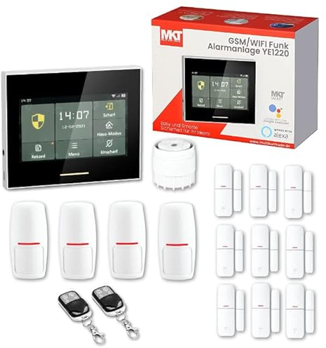 Multi Kon Trade® GSM Smart Home WiFi Alarmanlage YE1220 - Alarmanlage fürs Haus - Alarmanlage Wohnung - App, Telefon, Alexa, Google Home (Set 4)
