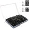 VIPMOON 70 Pièces Mini Charnières Noires, Charnière Plate Invisible Inox Durable et Robuste Petite Charniere pour Boîte à Bijoux Tiroirs DIY Accessoires avec 300 Vis (24 x 16mm + 18 x 15mm)