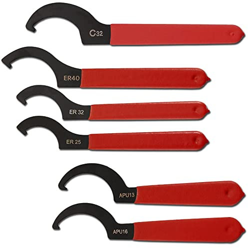 SYJINHUASY Juego de 6 llaves universales de ajuste en espiral, llaves de gancho ajustables, llaves de gancho, llave de acero para ajustes de choque y sistema de suspensión