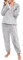RITOSTA Pigiama Donna Invernale Felpato Pigiama Donna Invernale Caldo Pigiama Donna Invernale Pile Pigiama di Pile Morbido Pigiami Lungo Due Pezzi da Donna con Felpa e Pantalone（Grigio,XL）