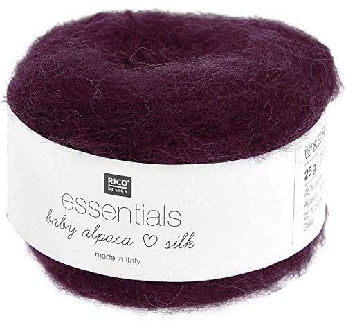 Rico Design Essentials Baby Alpaca Loves Silk 25g 200m Lacegarn Baby Alpaka und Seide Stricken und Häkeln (010 lila)