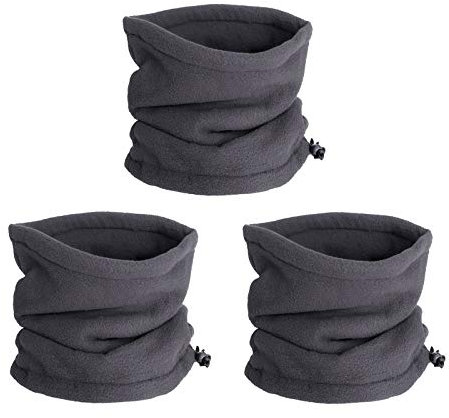 LERTREEUK Winter-Sport-Halstuch, Fleece, Gesichtsmaske für Skifahren, Radfahren, Winddicht, für Herren und Damen, 3 Stück (Dunkelgrau)