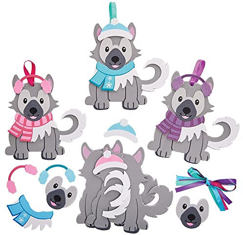 Baker Ross FX354 Husky Moosgummi Bastelset-8er Pack, Dekoration für Kinder zum Basteln, Baumschmuck Bastelsets