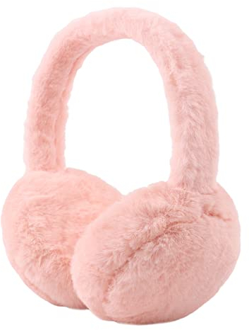XIAOHAWANG Mädchen Winter Ohrenschützer Jungen Warme Langer Plüsch Ohrenwärmer Kältedicht Faltbare Kinder Damen (Aprikose rosa)