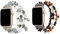 JewelryWe Boho Perlenarmband für Apple Watch: 2pcs Damen Ersatzarmband Kompatibel mit Apple Watch 42mm 44mm 45mm Armband für iWatch Series 7/6/5/4/3/2/1 Elastisch Perlen Armband Lebensbaum Schwarz