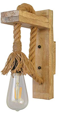 Applique murale, Appliques murales, lampadaire rétro à une tête, éclairage intérieur, applique murale, corps de lampe en bois massif, décoration en corde de chanvre, compatible avec les escaliers de l