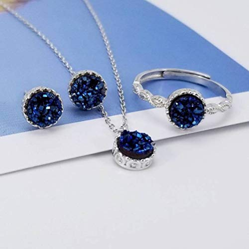 Generic Halskette Ohrringe Ring Sets Schmuck Sets für Frauen 925 Sterling Silber 3 Stück Silber Schmuck Mode Schmuck Sets für Frauen Frauen3-teiliges Set