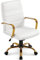 Yaheetech Sedia Scrivania Ufficio Ergonomica Ecopelle Girevole Reclinabile Imbottita con Rotelle e Braccioli Altezza Regolabile Portata 130 kg Bianco/Oro