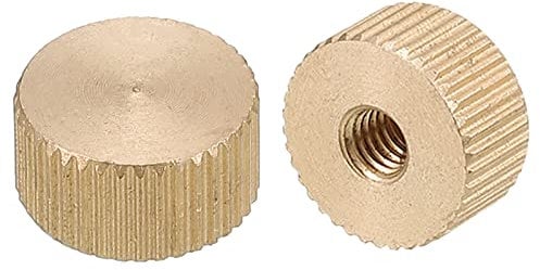 sourcing map Knurled Thumb Nuts, 4pcs M4 x D12mm x H6mm Brass Knurled Nut Flat Head Blind Hole Lock Adjusting Nuts for 3D Printer Parts