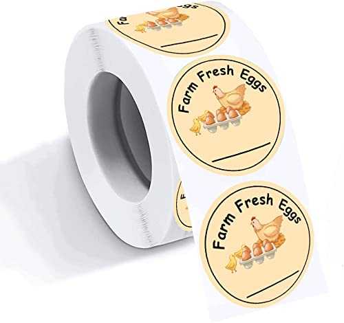 Farm Fresh Chicken Egg Labels Huhn Einmachgläser Aufkleber 5,1 cm Frische Eier Bauernmarkt Verpackung Aufkleber Bauernhof Frische Eier Karton-Etiketten für Huhn, Wachtel, Eierverpackungsaufkleber, 300