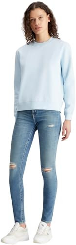 Calvin Klein Jeans Damen Sweatshirt Institutional Crew Neck ohne Kapuze, Blau (Keepsake Blue), XL