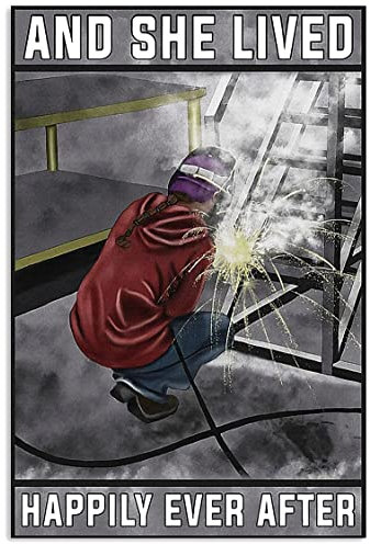 Welder And She Lived Happily Ever After, lustiges Deko-Poster, Wandkunst, Dekoration, Metallschilder