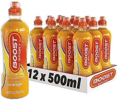 Boost Sports Drink Orange Flavour 12 Isotonic Drink with Vitamin B12 and B6 Electrolyte Drink Maximum Hydration Drinks Low Calorie Vegan Adult Soft Drinks Multipacks 12x500ml