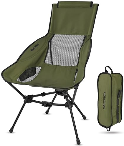 MARCHWAY Lightweight High Back Folding Camping Chair with Head Support