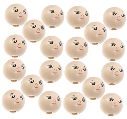 Lurrose 50 Stück Puppen-Holzperlen Lächeln-Perlen Holz-Ohrringe Holzperlen Zum Basteln Holz-Bastelperlen Rondelle-Perlen Gesichtsschmuck Holzkopf-Perlen Bemalter Kinderpuppenkopf