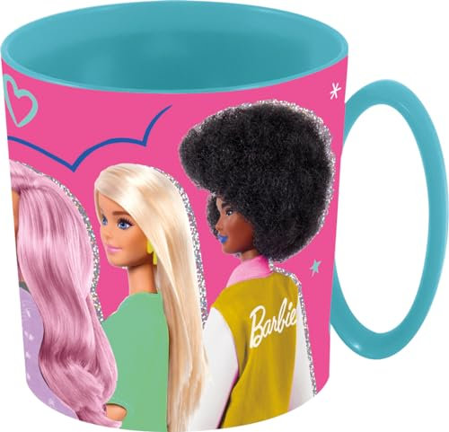 TataWay in viaggio si cresce Taza infantil Barbie de plástico rosa de 350ml apta para microondas
