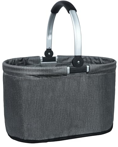 ABIUBIU Einkaufskorb Picknickkorb Faltbarer Einkaufskorb mit Aluminiumgriff Einkaufstasche Tragetasche mit integrierter Faltstütze Faltbare Reise-/Picknick-/Einkaufshilfe
