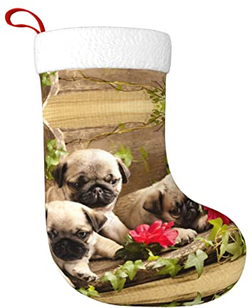 ESASAM Puppys Mops-Weihnachtssocken Ornamente, langlebig, weich im Griff, einzigartige Geschenke.