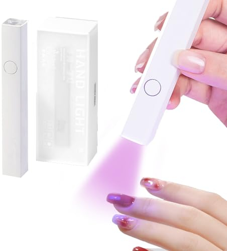 Mini UV Lamps for Gel Nails, AolKee Handheld UV Nail Lamp, Rechargeable USB U V Nail Dryer for Fast Curing Gel Polish, Portable Lightweight Gel Nail Lamp for Home, Travel, White