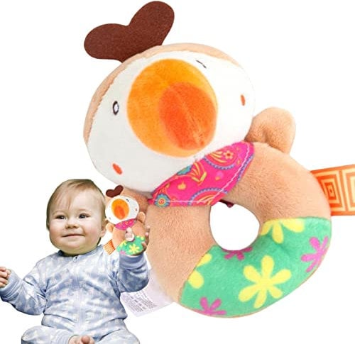 Baby Rasseln 0-6 Monate – weiche Plüsch-Rassel | Baby-Rassel mit Beißgeräusch, Handentwicklungsspielzeug, Babyspielzeug, Rasselspielzeug für Babys von 0 bis 6