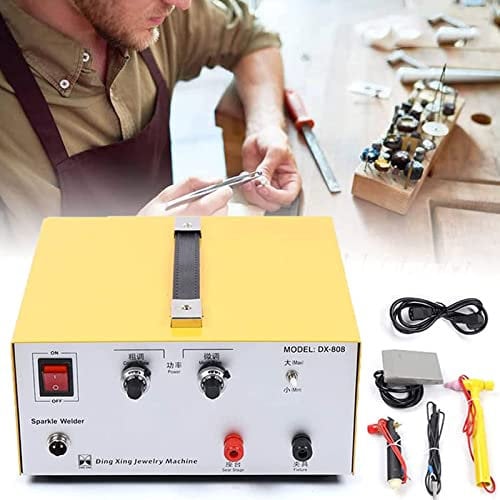 NVYAZJ 600W Spot Welding Equipment, 110V/220V Pulse Sparking Welder Tool with Foot Pedal Welding Range 0.5-1.5mm Pedestal Foot Switch Soldering Tweezers, Jewelry Welder for Gold Silver Steel