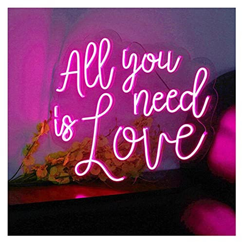 LED Neon Sign Personalized All You Need Is Love Neon signs,Custom Letters LED Neon sign Light for Party Home Restaurant Wall Decor (Pink 60x52cm)