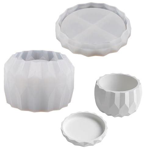 Moldes de Silicona para Hormigón Moldes para Macetas de Cemento Premium para Macetas Molde de Silicona Versátil con Tapa Molde de Silicona para Macetas y Portavelas Soporte para Velas