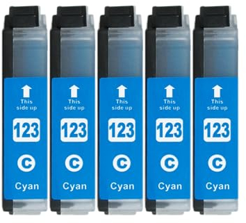 5 XL Druckerpatronen kompatibel zu LC-123 C Cyan für Brother MFC-J470DW MFC-J870DW MFC-J4410DW MFC-J6720DW MFC-J6920DW DCP-J132W DCP-J152W DCP-J172W DCP-J552DW DCP-J752DW DCP-J4110DW