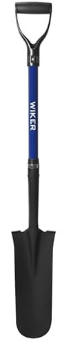 WIKER Spade Shovel,Sharp Shooter Shovel,Shovels for Digging,Planting,Trenching,Gardening,Drain Spade with Fiberglass Handle Heavy Duty,Blue,45 inches