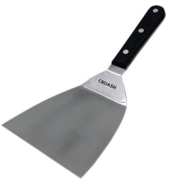 Cruash Espátula Cocina Acero Inoxidable, Pala Cocina Profesional, Espátula perfecta para hamburguesas, smash burger, Espátula para plancha (27x12cm)