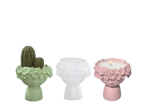 Xidmold Beton Gießform Blumentopf, Mädchen Silikonform Kerzenhalter, GießFormen Silikon Kerzenhalter, Blumenmädchen Kerzenhalter Vorratsgefäß Silikonform Desktop Dekoration
