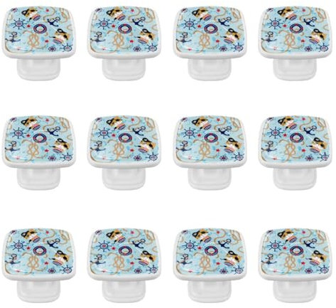 12 tiradores cuadrados para cajones con tornillos, cuerda de anclaje para gatos piratas