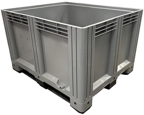 Solent Plastics 670 Litre Standard Size Pallet Box Dolav Bulk Industrial Bin Storage Container - 1200 x 1000 x 790mm - 3 Skids Solid Sided Heavy Duty Dump Bin