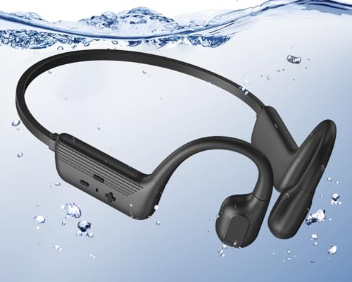 Relxhome Knochenschall Kopfhörer, Kopfhörer Schwimmen Eingebaute 32GB Speicher, MP3 Sport Kopfhörer Bluetooth 5.3, IP68 Wasserdicht, Open Ear Kopfhörer für Schwimmen Laufen, 10 Stunden Spielzeit