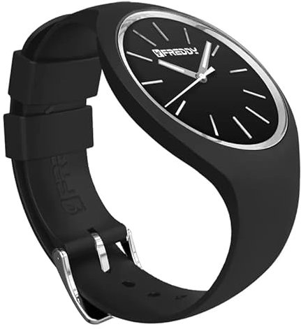 FREDDY Orologio da Polso Donna Rhythm, Rhythm Orologio da Donna in Silicone Nero e Silver, Cassa Tonda 34 mm