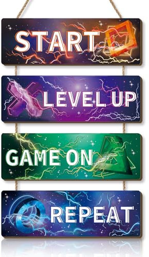 KAIRNE Gaming Deko Zimmer,Game Wandbild für Kinderzimmer Jungen,Game Holzschild,Gamer Schild Xbox Poster für Teenager Schlafzimmer,Game Bilder für Jungenzimmer Spielzimmer Gamer Tür Deko Geschenk