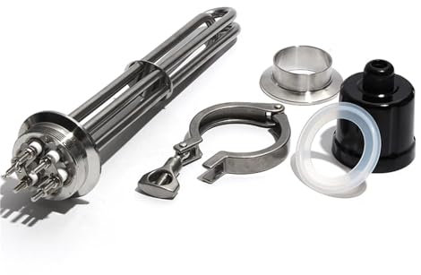 KEUQIXMR Thermoplongeurs à trois pinces de 2 pouces (63mm), for chauffe-eau/chaudière, 220V/380V, Full 304SS, brassage Ten 3/4, 5/6/9/12kw(Heater Clamps Chucks,380V-6KW)