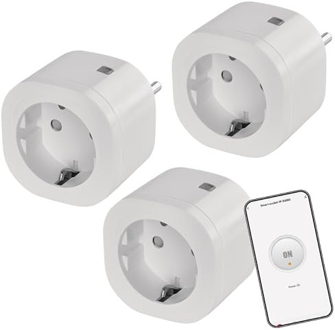 EMOS GoSmart ZigBee Steckdose 16A, 3 Stück, 2,4GHz Smart Steckdose mit Timer und Stromzähler, gesteuert manuell und mit Smart-App, kompatibel mit Sprachassistant Amazon Alexa, Google Assistant, weiß