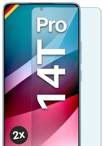 moex Schutzfolie für Xiaomi 14T Pro Glas 9H Härte, gehärtetes Schutzglas, Panzer Schutz Glas Displayschutz Folie, kompatibel mit jeder Handy Hülle, ShockProtect 2 Stück