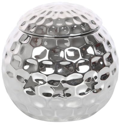 Silver Disco Ball Oil Burner – Retro Glittering Aroma Diffuser for Home Decor, Living Rooms, Bedrooms, and Party Spaces – Creates a Groovy Atmosphere with Fragrance Oil and Light Reflection.