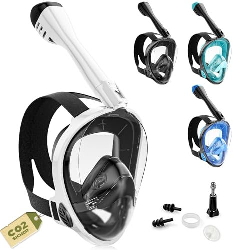 Maschera Snorkeling Integrale Maschera Subacquea Adulti Professionale Maschera Anti Appannamento Maschera da Sub Con Staffa per Fotocamera Maschere Snorkeling Banda (Bianco chiaro, S/M)