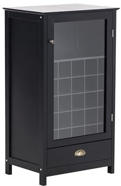 Beliani Sideboard mit Weinregal Glas Türen schwarz Glasvitrine Ceres