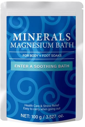 Minerals Magnesium-Bad, entspannendes Badesalz, Stressabbau-Soak, feuchtigkeitsspendend, 9,2 x 12,2 cm, für die Erholung von Sportlern, Schlafhilfe, Spa-Tag