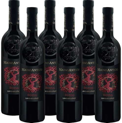 Vino Rosso Primitivo Zero Alcohol | Masso Antico | Puglia | 6 Bottiglie 75 cl | Dealcolizzato
