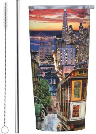 YFSGDLBN San Francisco Mug isotherme en acier inoxydable avec inscription « San Francisco »
