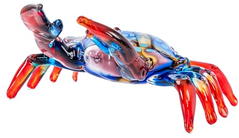 levandeo Krabbe Glasfigur 24x13cm Design Skulptur Krebs Handarbeit Glas Deko Unikat Unikat Tier Wohnaccessoire Geschenkidee Kunstobjekt