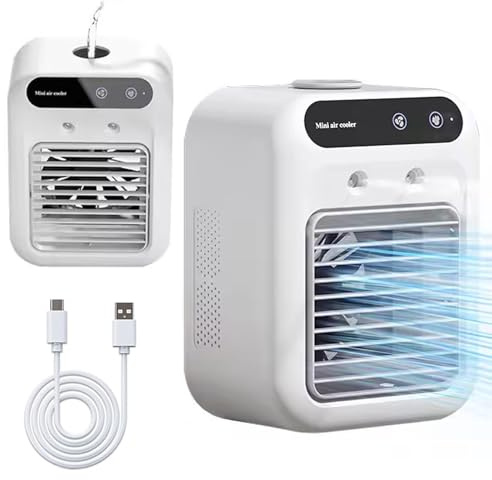 Glacier Breeze AC, 2025 tragbare Klimaanlage, leiser Mini-Verdunstungskühler, 500ML Kühlventilator und Luftbefeuchter mit 2 Geschwindigkeiten, Mini Klimagerät für Zimmer Büro