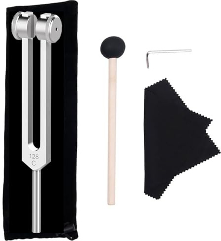 128 Hz Weighted Tuning Fork Medical-Grade Tuning Forks for Healing-Professional Tuning Fork C128 with Mallet Essential Yoga and Meditation Accessories & Sound Healing Instruments